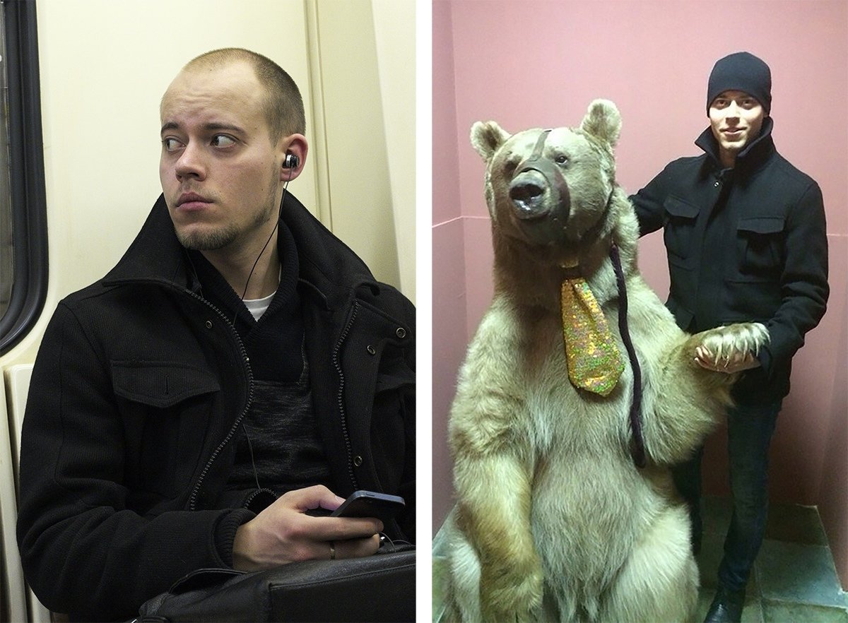 Der Fotograf Igor Tsetkov hat die App FindFace getestet, mit der man Personen identifizieren kann: links die fotografierten Passanten in Moskau, rechts deren Bilder in den sozialen Netzwerken