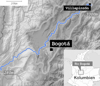 Karte Rio Bogota