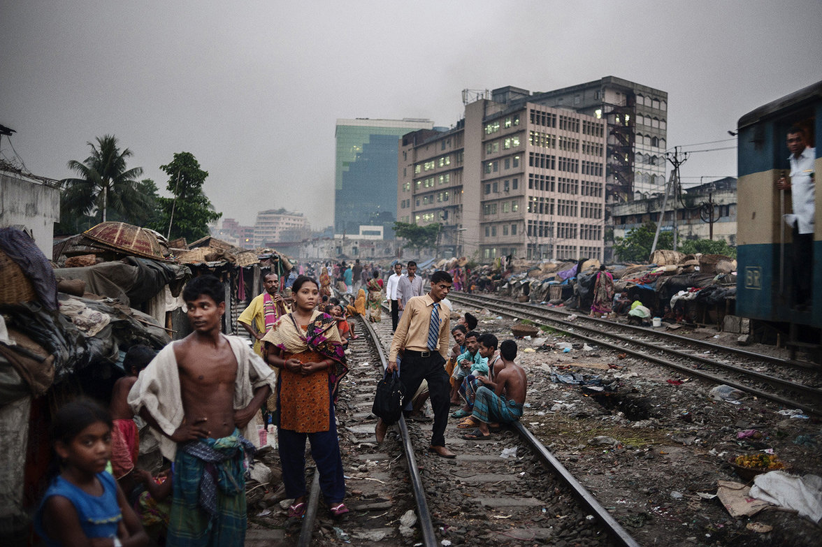Kawran-Markt im Slum in Dhaka 