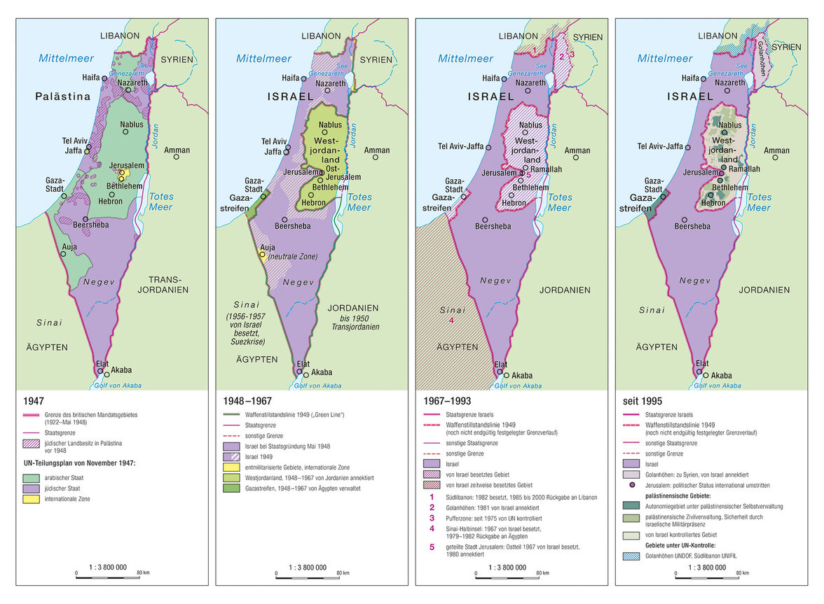 Israels territoriale Entwicklung (© mr-kartographie, Gotha)