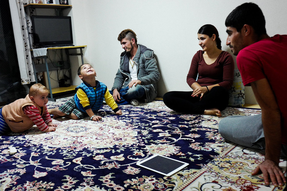 From the left: Ayas, 2, Huseyin, 3, Mazlum, 24, his sister Suzan, 19 and her husband. Mazlum lives with his family in Warabi. He moved here 10 years ago, and he works in a demolition company. He tried to apply for the refugee status nine times, but he was
