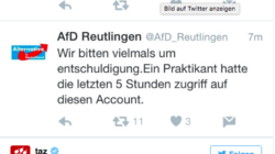 Gefaketer Twitter-Post der AfD Reutlingen