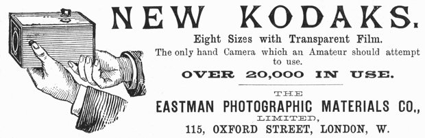 Erfolgreiche Pioniere: Eastman-Kodak präsentieren 1890 in einer Werbung ihre neue Kameratechnologie