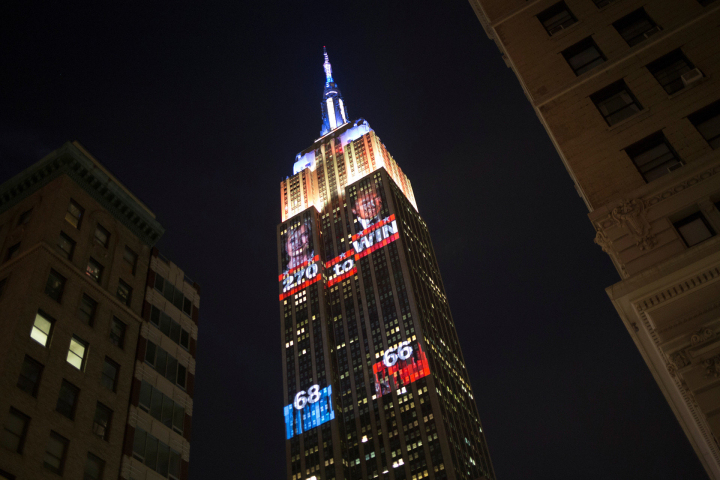 Empire State Building in der Nacht der US-Wahlen