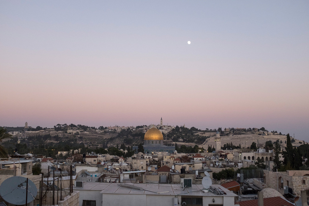 A view of Jerusalem Old City towards its Eastern side. In the middle the golden dome of the Dome of the Rock mosque