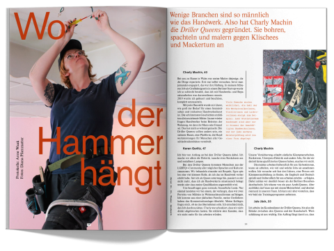 Doppelseite aus fluter Nr. 95 Handwerk, Artikel "Wo der Hammer hängt"
