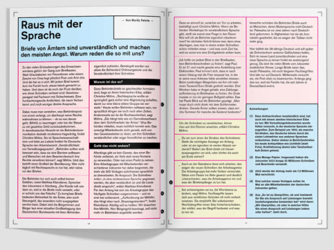 Doppelseite fluter Barrieren "Raus mit der Sprache"