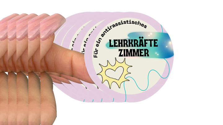 Illustration mit Finger und Sticker