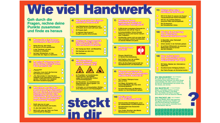 Doppelseite mit Handwerkquiz aus dem fluter Heft