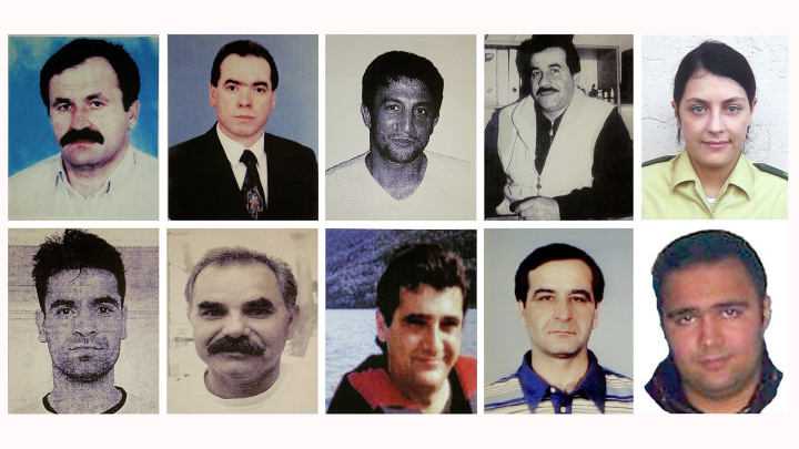 Mordopfer Enver Simsek, Abdurrahim Özüdogru, Süleyman Tasköprü, Habil Kilic und Polizisten Michele Kiesewetter (oben, v.l.), sowie Mehmet Turgut, Ismail Yasar, Theodorus Boulgarides, Mehmet Kubasik und Halit Yozgat (unten, v.l)