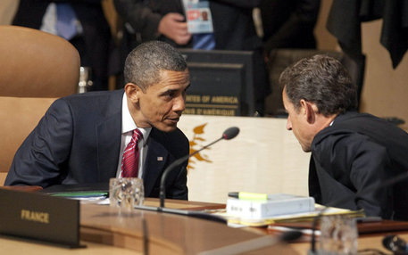 Obama und Sarkozy am Verhandlungstisch