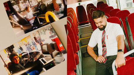 Der Busfahrer Laxay Kapoor als Kind und heute