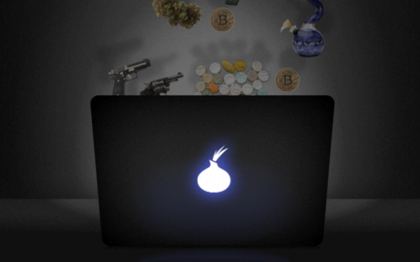 Apple Laptop mit leuchtender Zwiebel statt Apfel-Logo